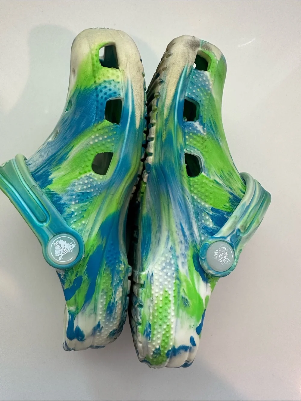 12C Kids Crocs Marbled Blue & Green